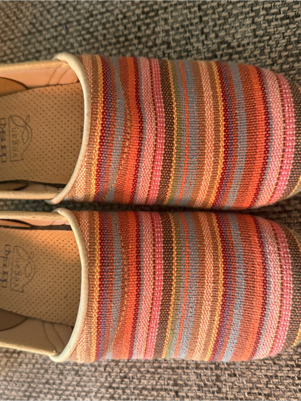 Dansko Multicolor Striped Slip-On Mules - Coral, Pink & Blue